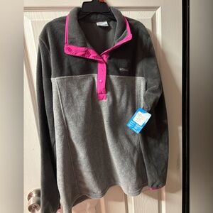 Columbia Charcoal and Magenta Fleece Pullover